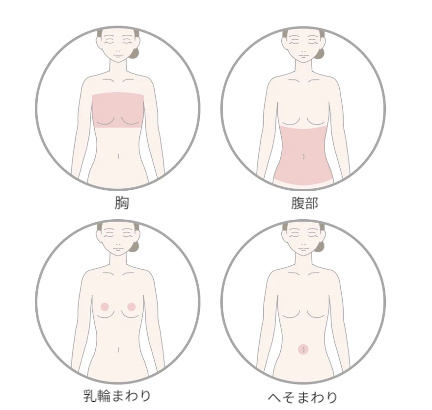 胸・腹部脱毛の脱毛範囲